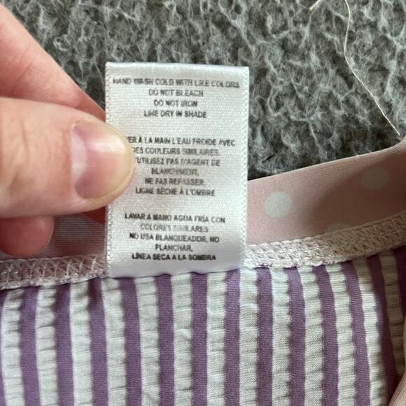 Ruffle Butts Swim Suit 4T Two Piece Long Sleeve Top Bikini Bottom Striped Purple - Picture 10 of 16